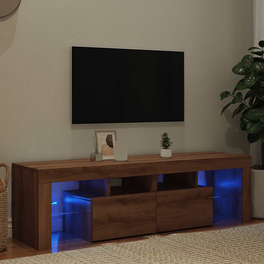 Mobile Porta TV con LED-Mobile per TV-Credenza TV Artigianale 140x36,5x40 cm Multistrato