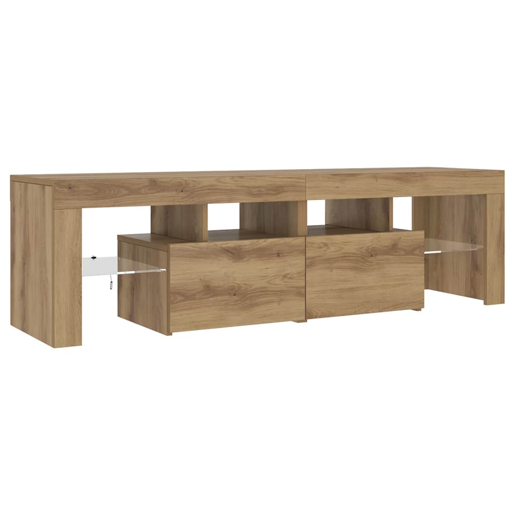Mobile Porta TV con LED-Mobile per TV-Credenza TV Artigianale 140x36,5x40 cm Multistrato