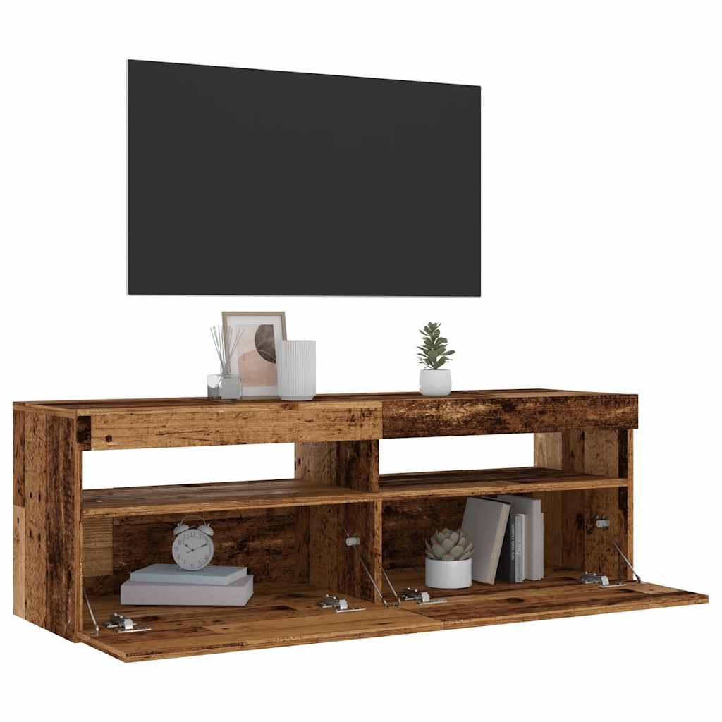 Mobile Porta TV con LED-Mobile per TV-Credenza TV Legno Antico 120x35x40 cm Multistrato 469789