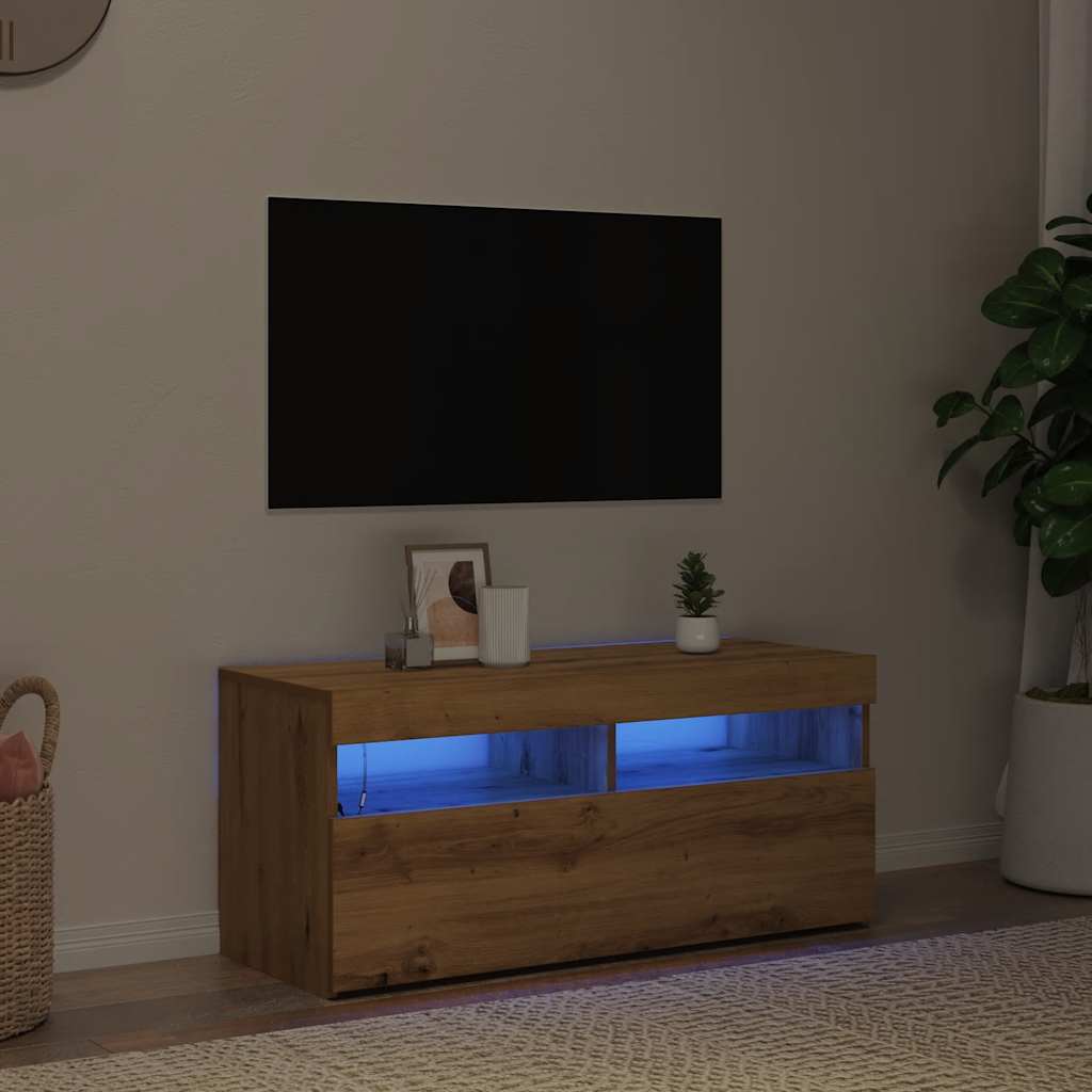 Mobile Porta TV con LED-Mobile per TV-Credenza TV Artigianale 90x35x40 cm Multistrato 972527