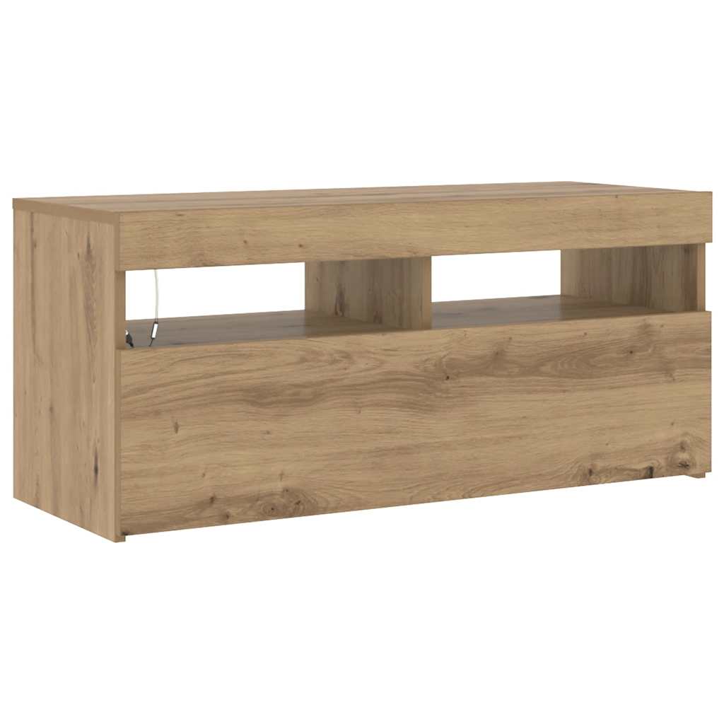 Mobile Porta TV con LED-Mobile per TV-Credenza TV Artigianale 90x35x40 cm Multistrato 972527