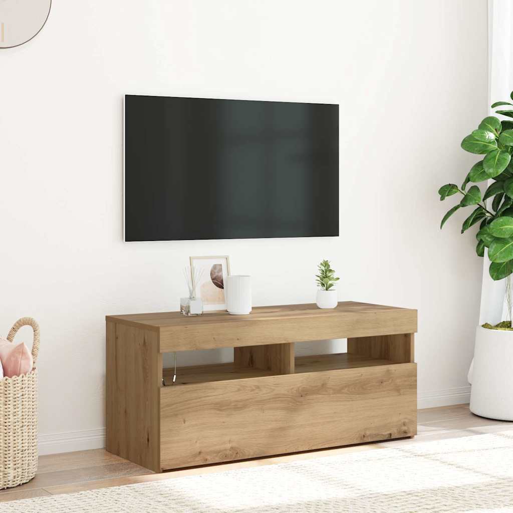 Mobile Porta TV con LED-Mobile per TV-Credenza TV Artigianale 90x35x40 cm Multistrato 972527