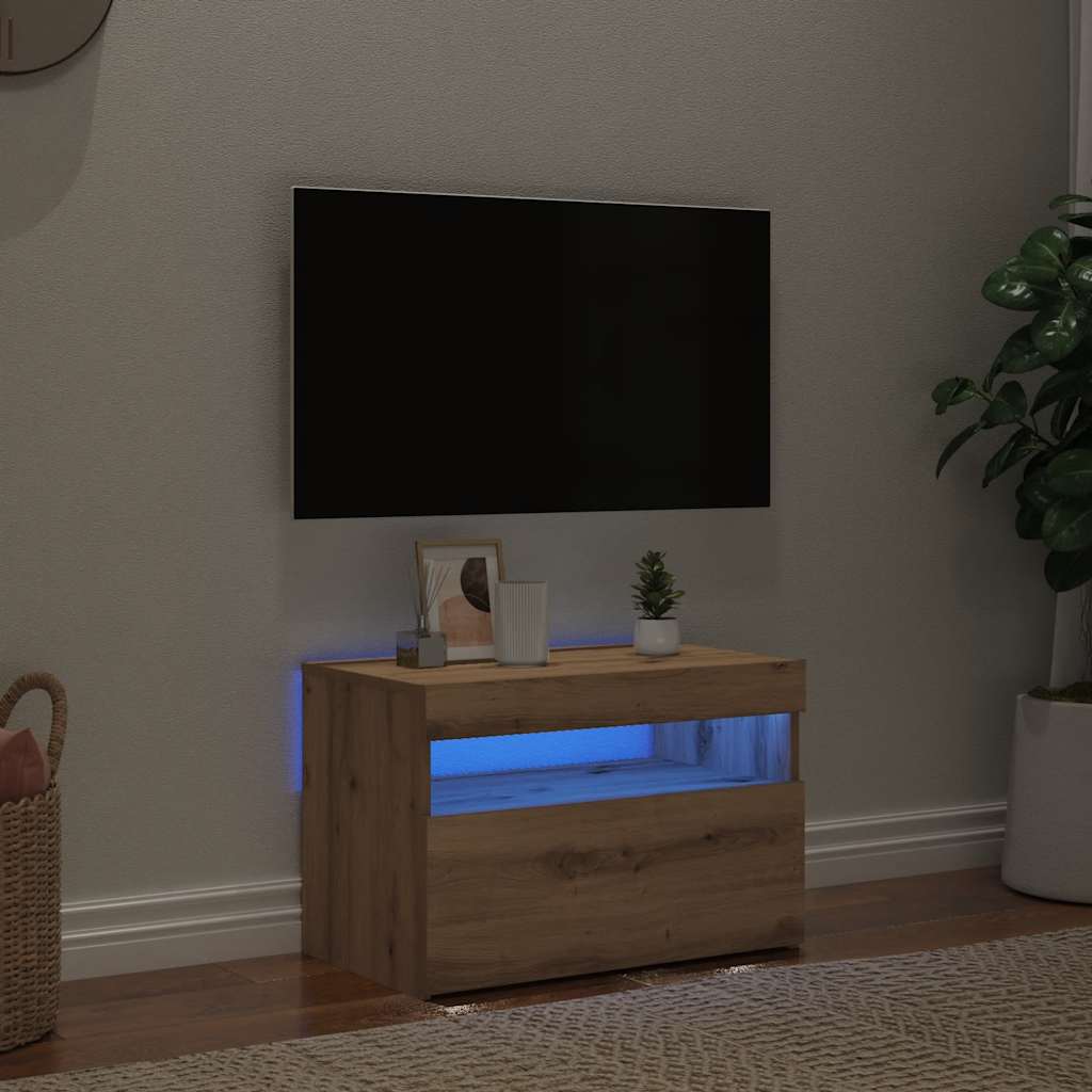 Mobile Porta TV con LED-Mobile per TV-Credenza TV Artigianale 60x35x40 cm Multistrato