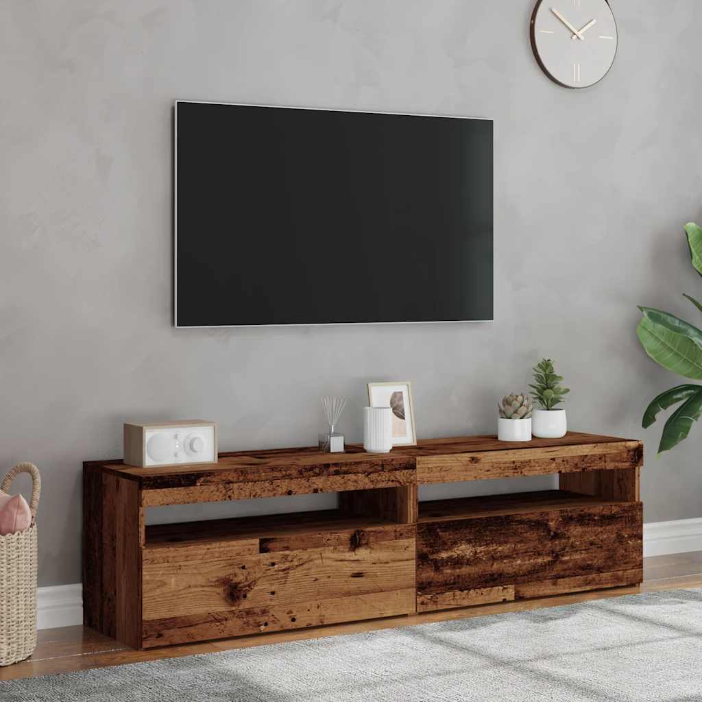 Mobili Porta TV con LED 2 pz Legno Antico in Legno Multistrato 856316