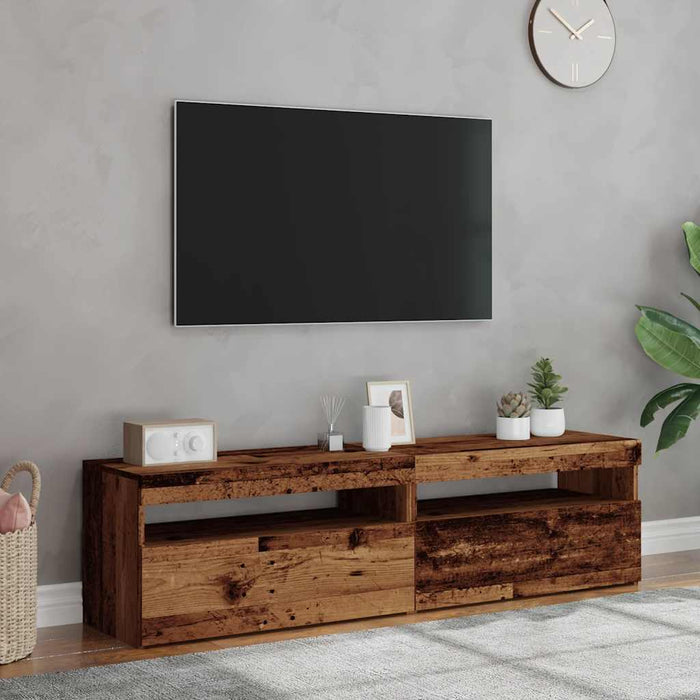 Mobili Porta TV con LED 2 pz Legno Antico in Legno Multistrato 856316