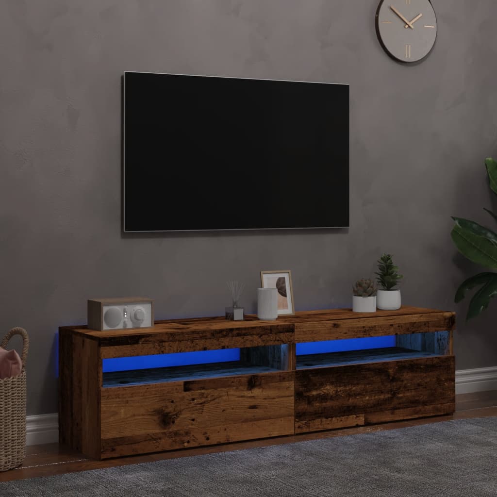 Mobili Porta TV con LED 2 pz Legno Antico in Legno Multistrato 856316