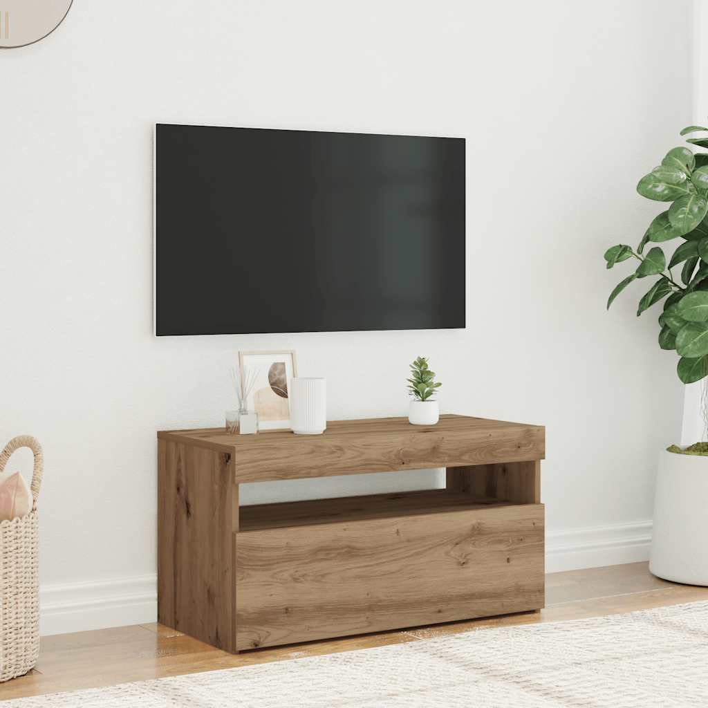 Mobile Porta TV con LED-Mobile per TV-Credenza TV Artigianale 75x35x40 cm Multistrato