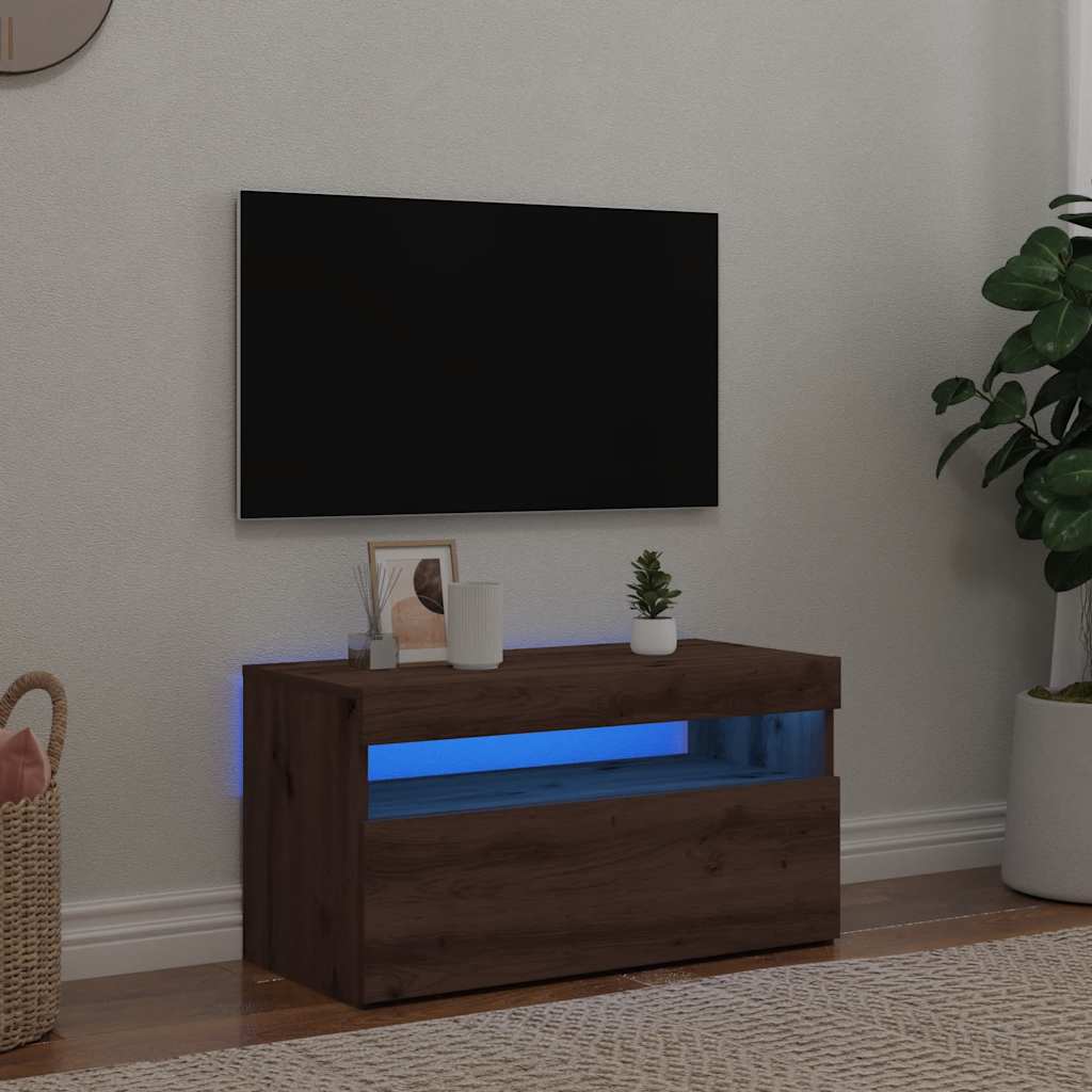 Mobile Porta TV con LED-Mobile per TV-Credenza TV Artigianale 75x35x40 cm Multistrato