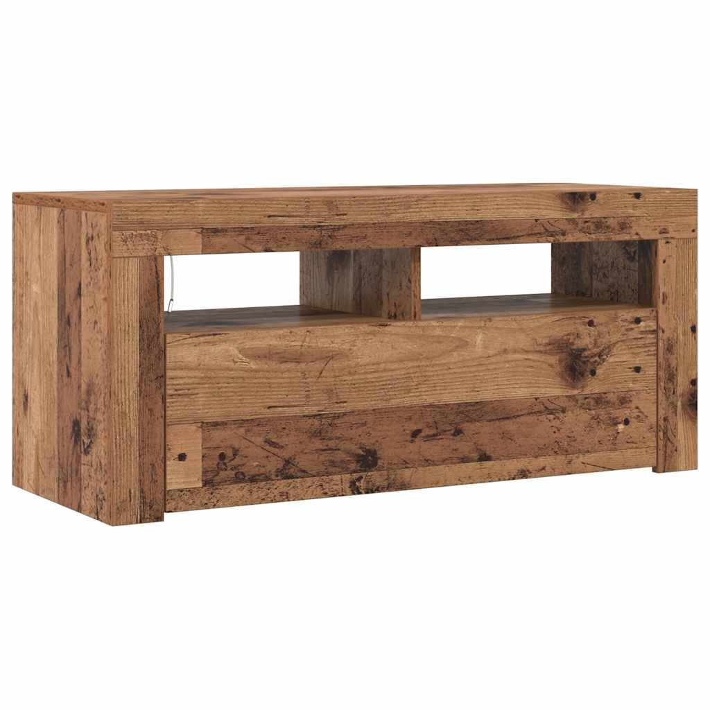 Mobile Porta TV con LED-Mobile per TV-Credenza TV Legno Antico 90x35x40 cm Multistrato 200014