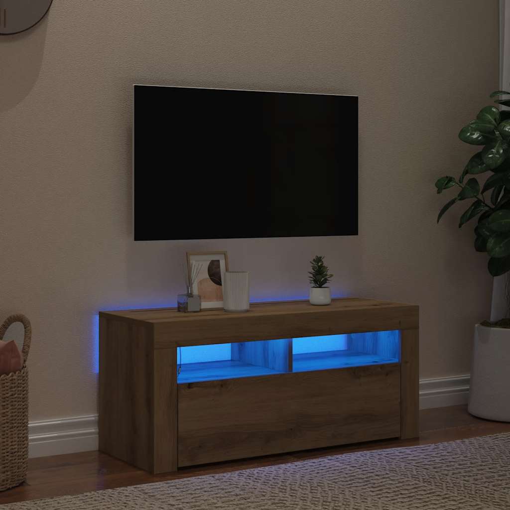 Mobile Porta TV con LED-Mobile per TV-Credenza TV Artigianale 90x35x40 cm Multistrato 322105