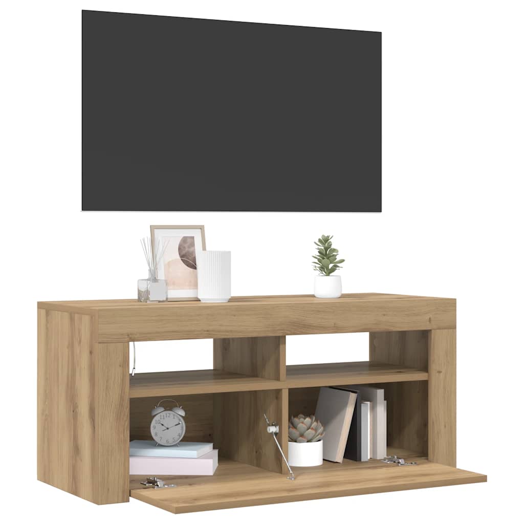 Mobile Porta TV con LED-Mobile per TV-Credenza TV Artigianale 90x35x40 cm Multistrato 322105