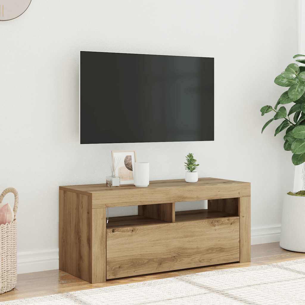 Mobile Porta TV con LED-Mobile per TV-Credenza TV Artigianale 90x35x40 cm Multistrato 322105