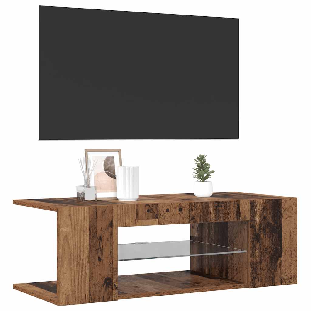 Mobile Porta TV con LED-Mobile per TV-Credenza TV Legno Antico 90x39x30 cm Multistrato