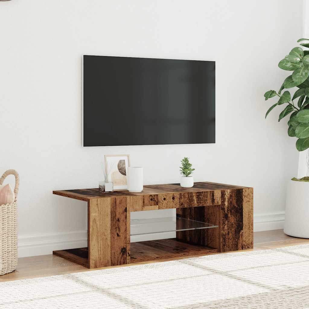 Mobile Porta TV con LED-Mobile per TV-Credenza TV Legno Antico 90x39x30 cm Multistrato