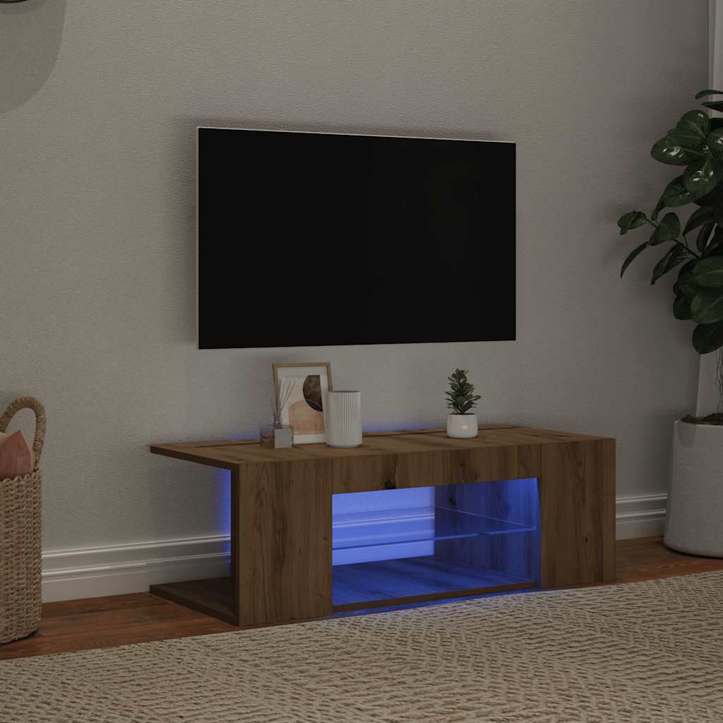 Mobile Porta TV con LED-Mobile per TV-Credenza TV Artigianale 90x39x30 cm Multistrato