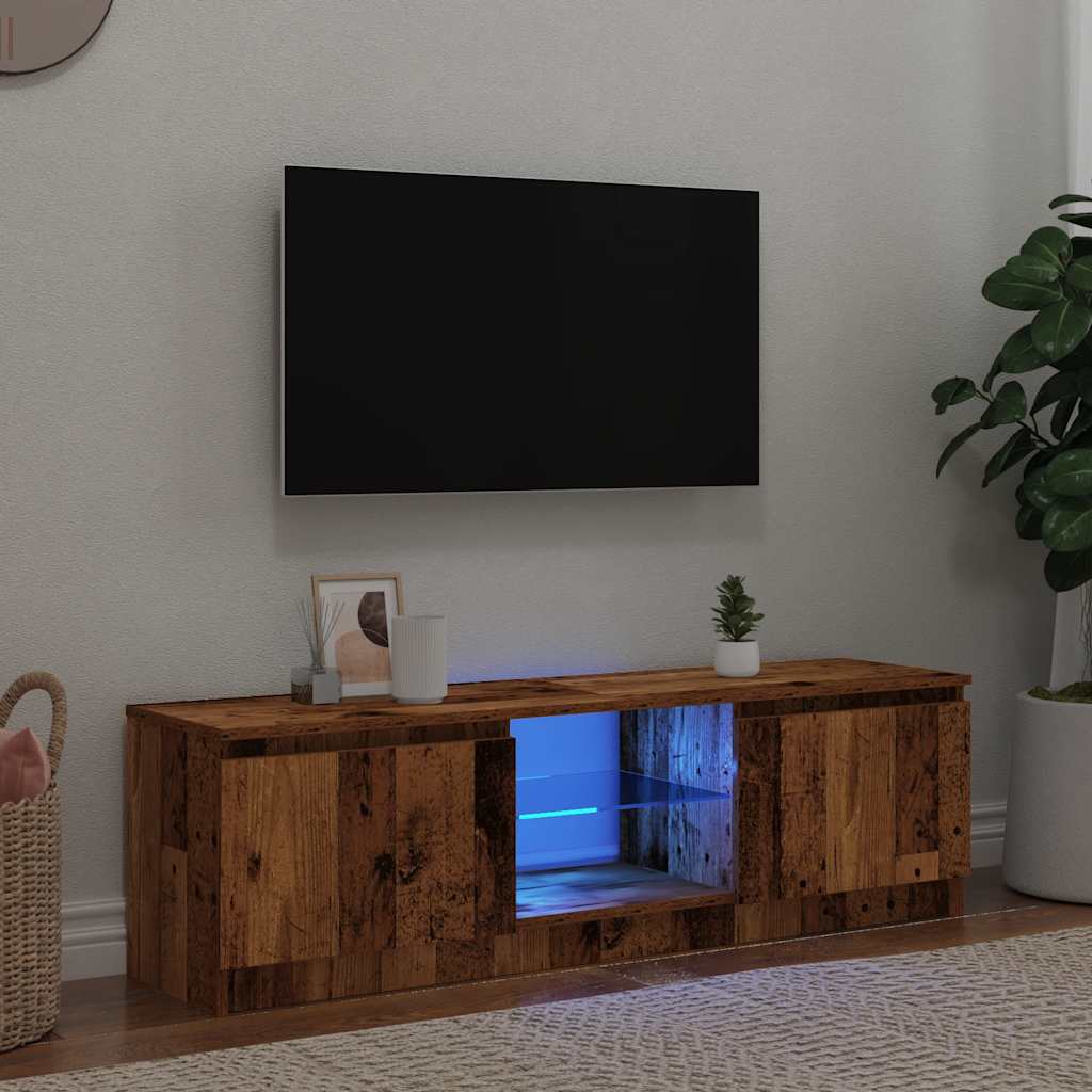 Mobile Porta TV con LED Legno Antico 120x30x36 cm Multistrato 856347