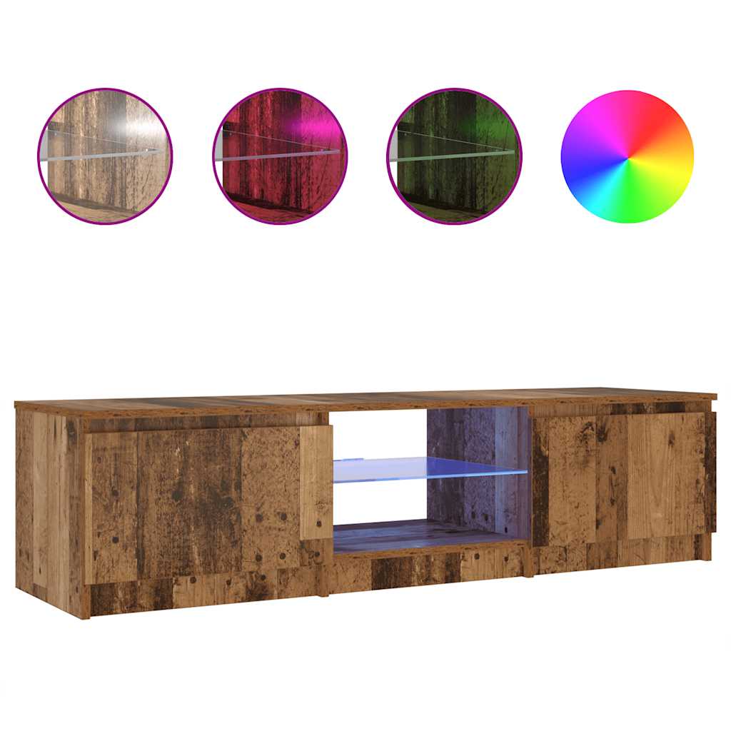 Mobile Porta TV con LED-Mobile per TV-Credenza TV Legno Antico 140x40x36 cm Multistrato