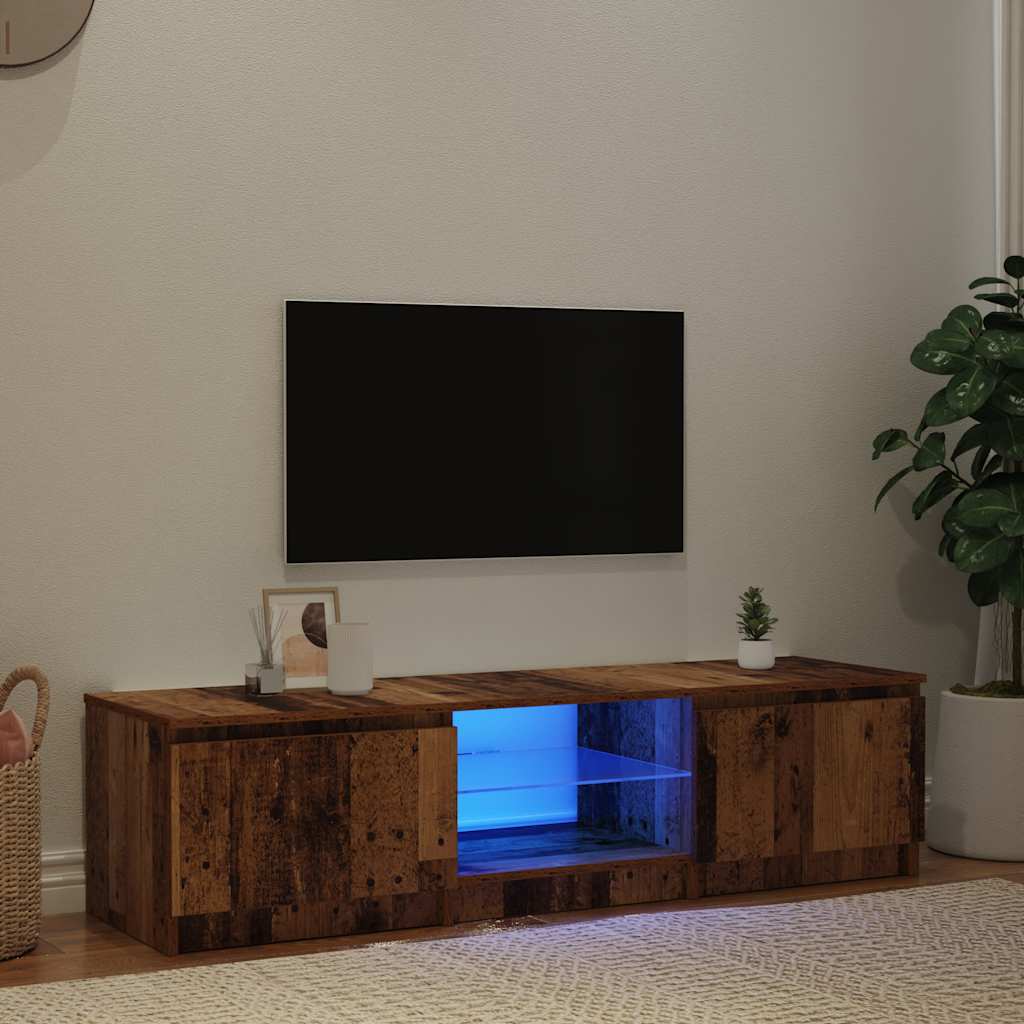 Mobile Porta TV con LED-Mobile per TV-Credenza TV Legno Antico 140x40x36 cm Multistrato