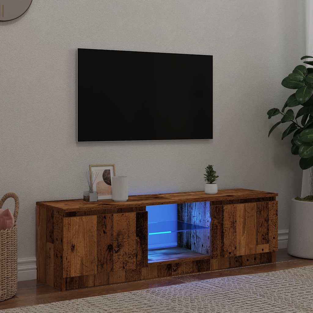 Mobile Porta TV con LED Legno Antico 140x40x36 cm Multistrato 856349