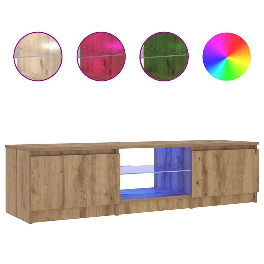 Mobile Porta TV con LED-Mobile per TV-Credenza TV Artigianale 140x40x36 cm Multistrato