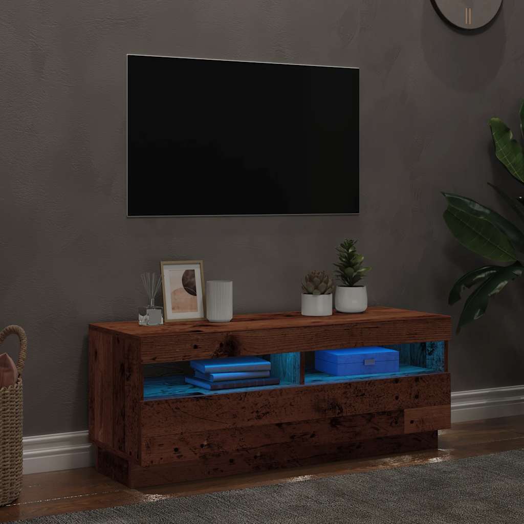 Mobile Porta TV con LED-Mobile per TV-Credenza TV Legno Antico 100x35x40 cm Truciolato