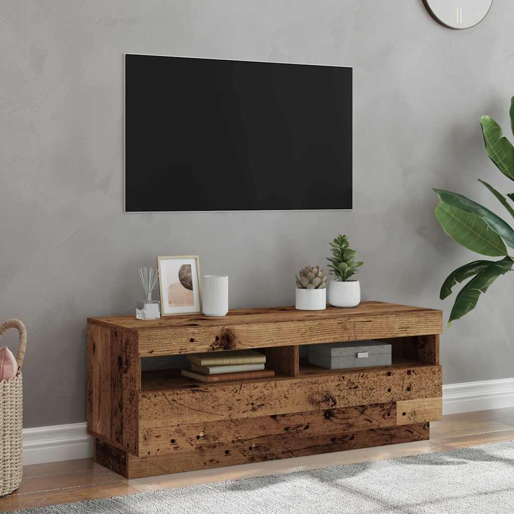 Mobile Porta TV con LED-Mobile per TV-Credenza TV Legno Antico 100x35x40 cm Truciolato