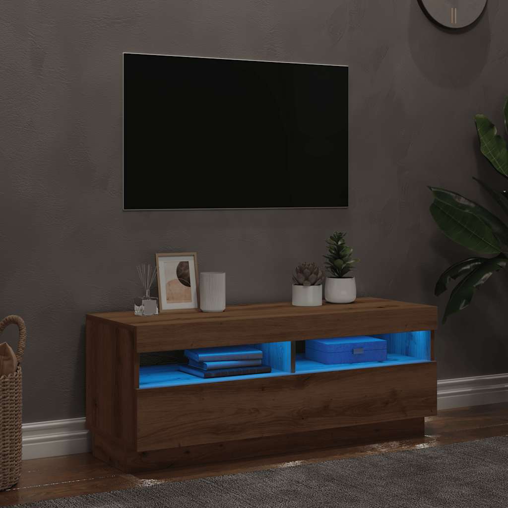 Mobile TV con Luci LED-Credenza TV-Console TV Artigianale 100x35x40 cm Truciolato