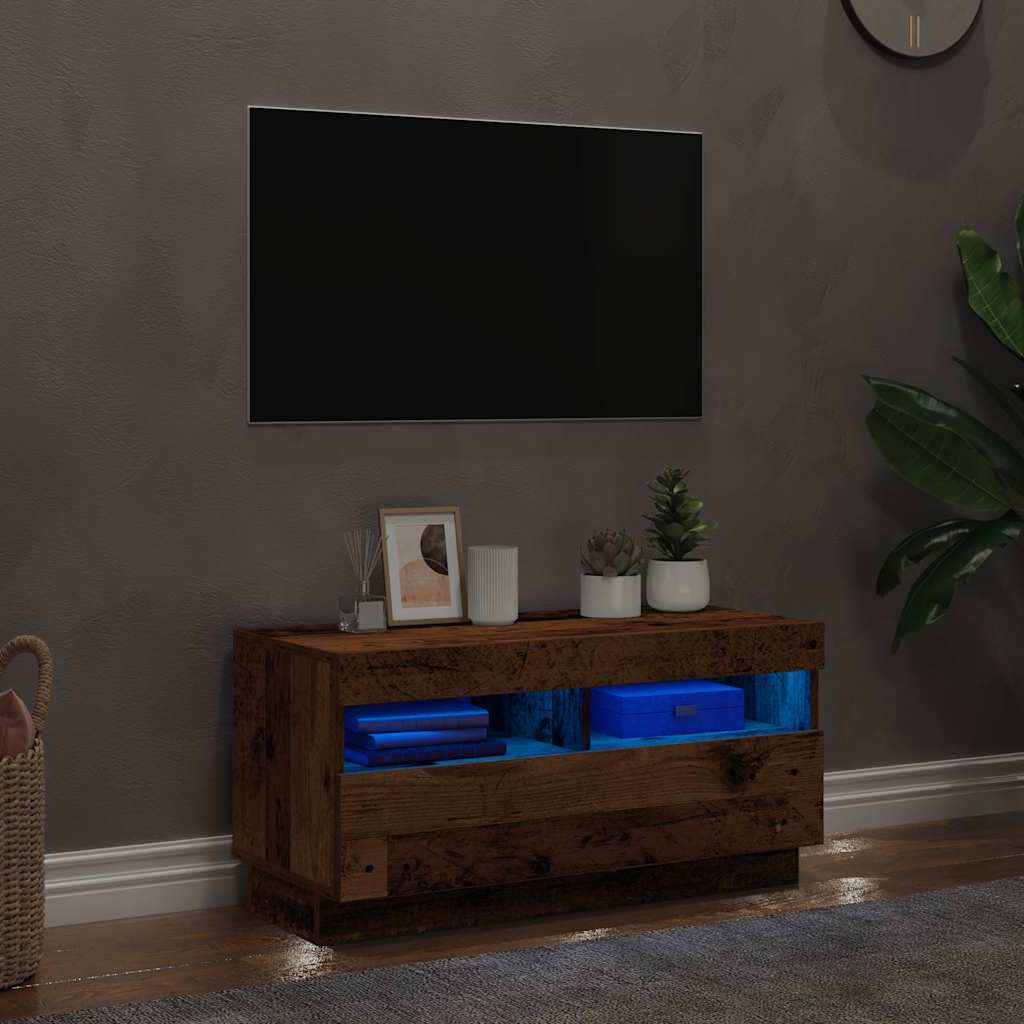 Mobile Porta TV con LED-Mobile per TV-Credenza TV Legno Antico 80x35x40 cm Multistrato