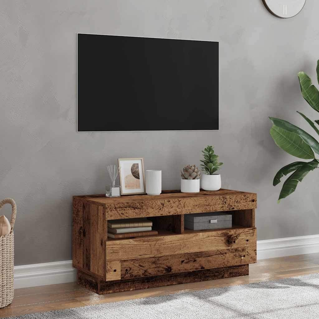 Mobile Porta TV con LED-Mobile per TV-Credenza TV Legno Antico 80x35x40 cm Multistrato
