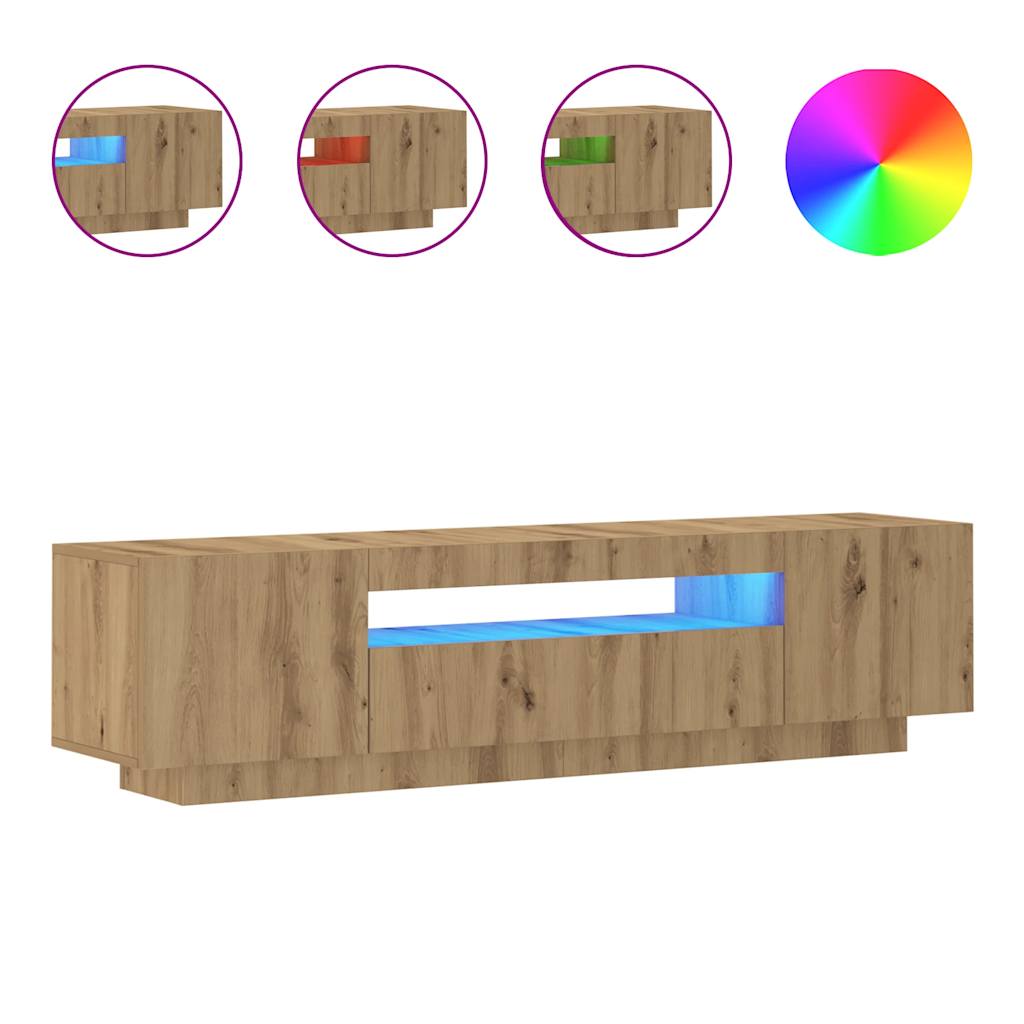 Mobile Porta TV con LED-Mobile per TV-Credenza TV Artigianale 160x35x40 cm Multistrato
