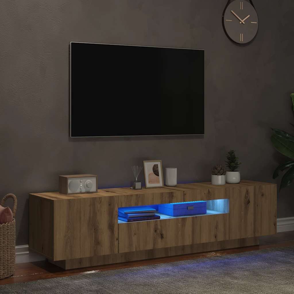 Mobile Porta TV con LED-Mobile per TV-Credenza TV Artigianale 160x35x40 cm Multistrato