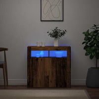 Credenza con Luci LED Legno Antico 80x35x75 cm in Truciolato 856361