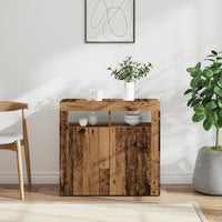 Credenza con Luci LED Legno Antico 80x35x75 cm in Truciolato