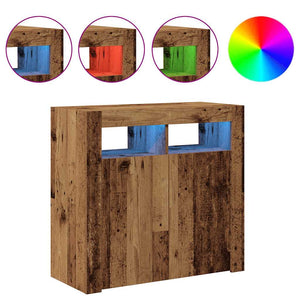 Credenza con Luci LED Legno Antico 80x35x75 cm in Truciolato 856361
