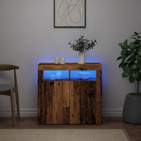 Credenza con Luci LED Legno Antico 80x35x75 cm in Truciolato