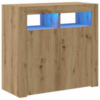 Credenza con Luci LED Artigianale 80x35x75 cm in Truciolato 856362