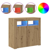 Credenza con Luci LED Artigianale 80x35x75 cm in Truciolato 856362