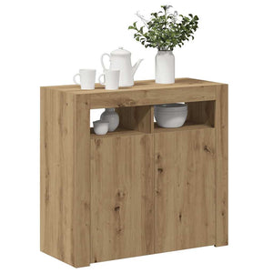 Credenza con Luci LED Artigianale 80x35x75 cm in Truciolato 856362