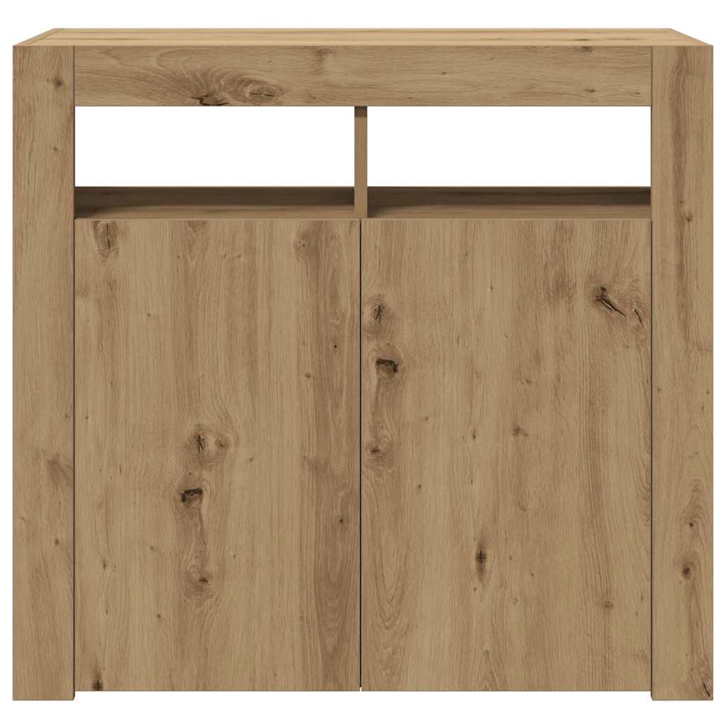 Credenza con Luci LED Artigianale 80x35x75 cm in Truciolato 856362
