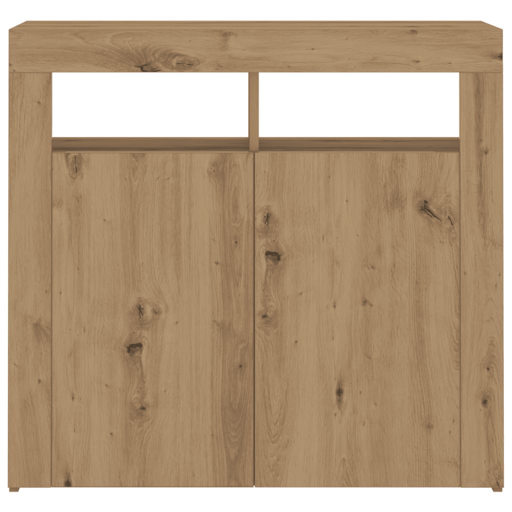 Credenza con Luci LED Artigianale 80x35x75 cm in Truciolato 856362