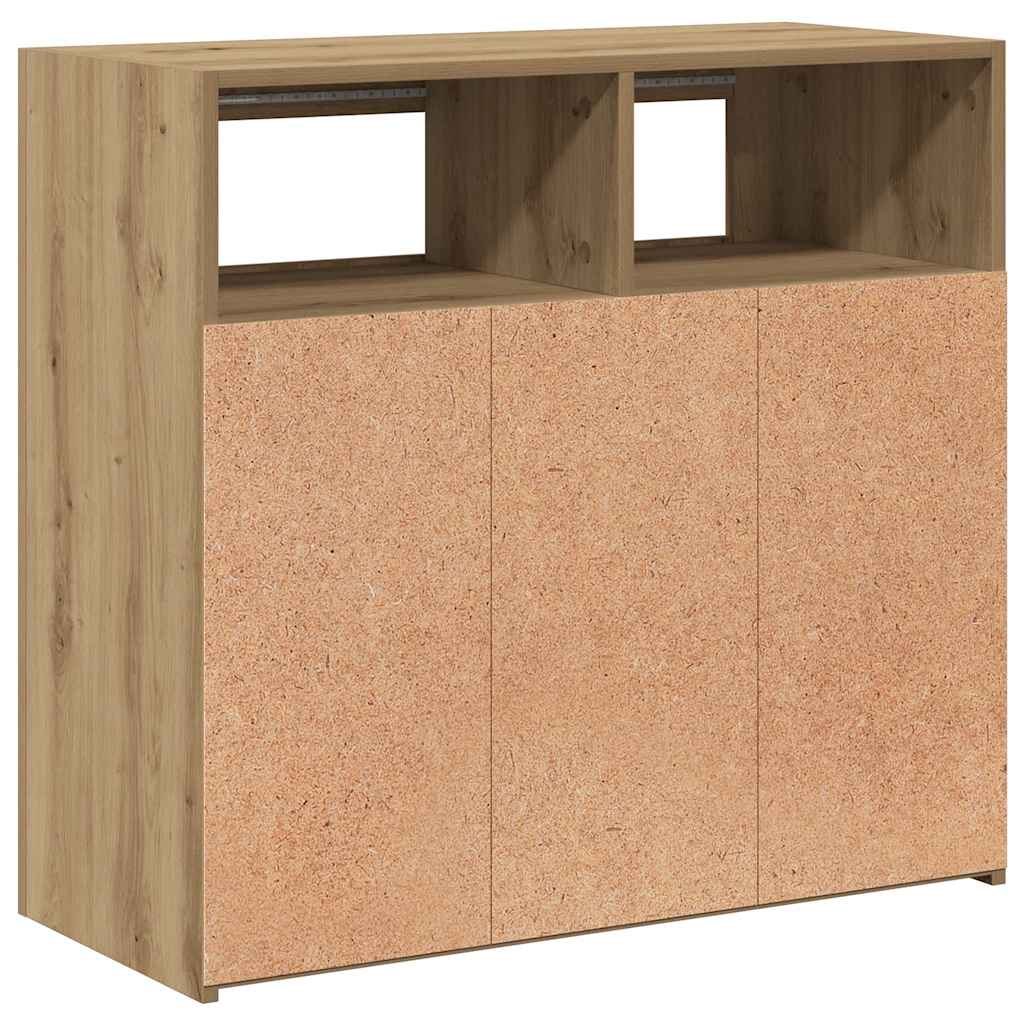 Credenza con Luci LED Artigianale 80x35x75 cm in Truciolato 856362