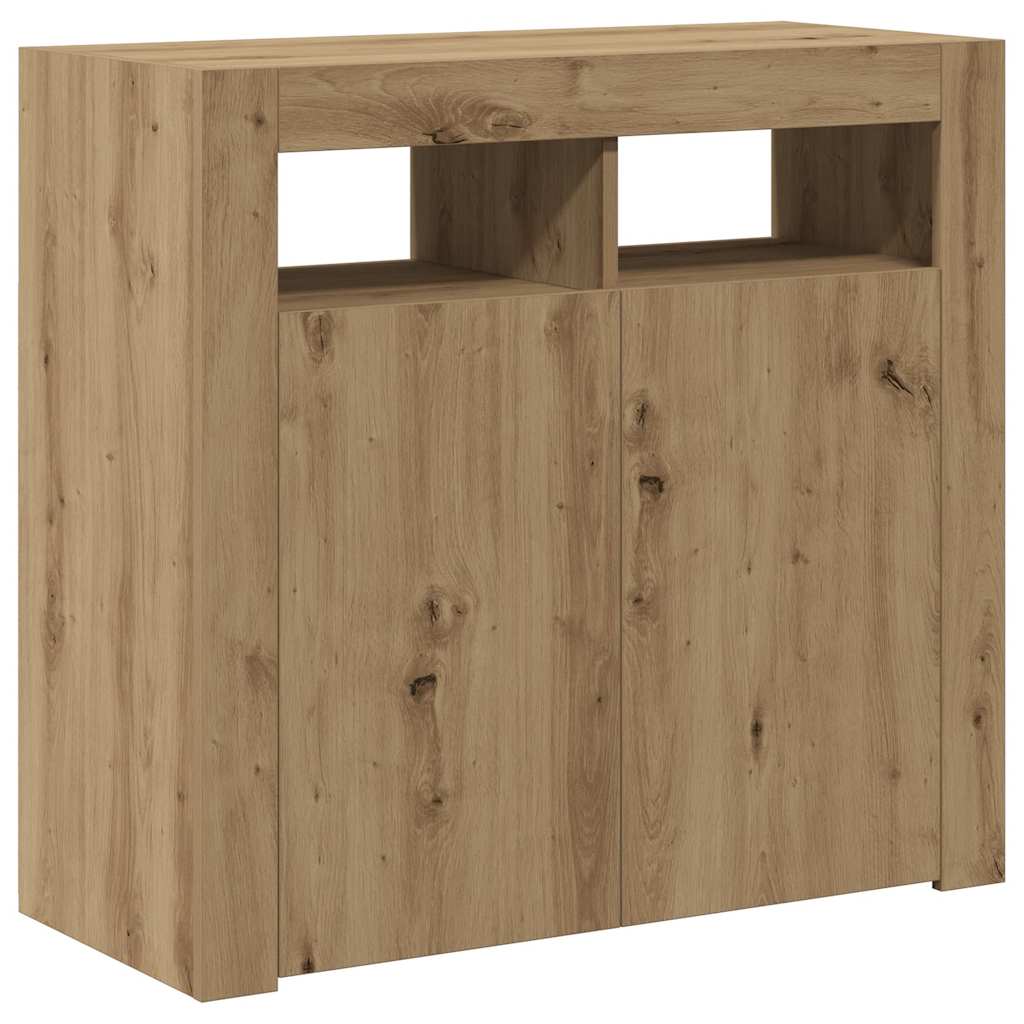 Credenza con Luci LED Artigianale 80x35x75 cm in Truciolato 856362