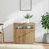 Credenza con Luci LED Artigianale 80x35x75 cm in Truciolato 856362