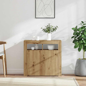Credenza con Luci LED Artigianale 80x35x75 cm in Truciolato 856362