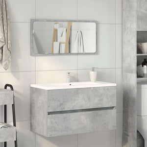 Mobile da Bagno con Specchio Grigio Cemento Legno Multistrato