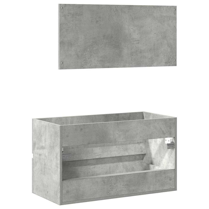 Mobile da Bagno con Specchio Grigio Cemento Legno Multistrato