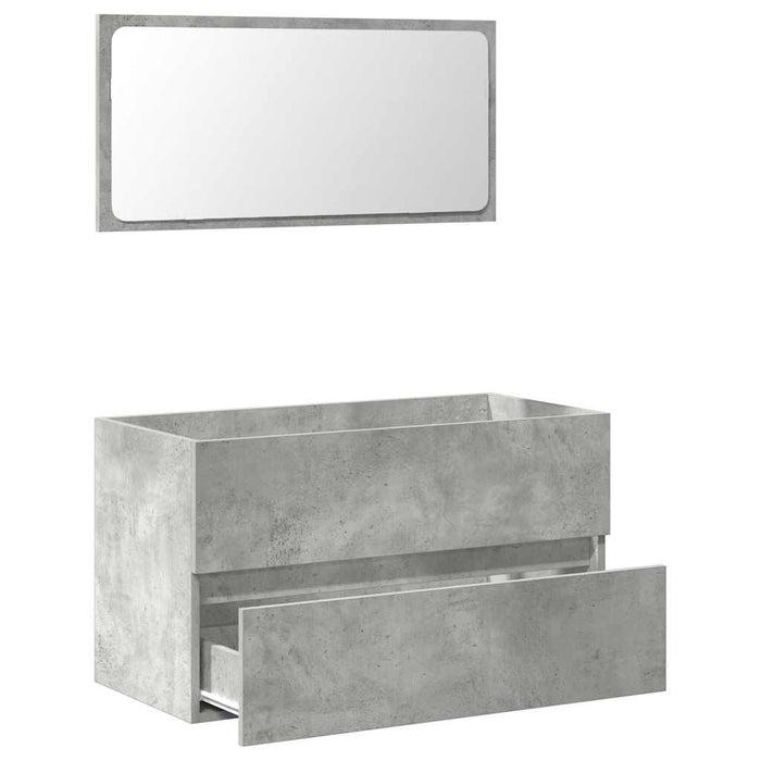 Mobile da Bagno con Specchio Grigio Cemento Legno Multistrato 856376