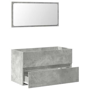 Mobile da Bagno con Specchio Grigio Cemento Legno Multistrato