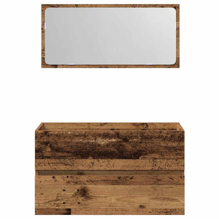 Mobile da Bagno con Specchio in Legno Antico Legno Multistrato 856377