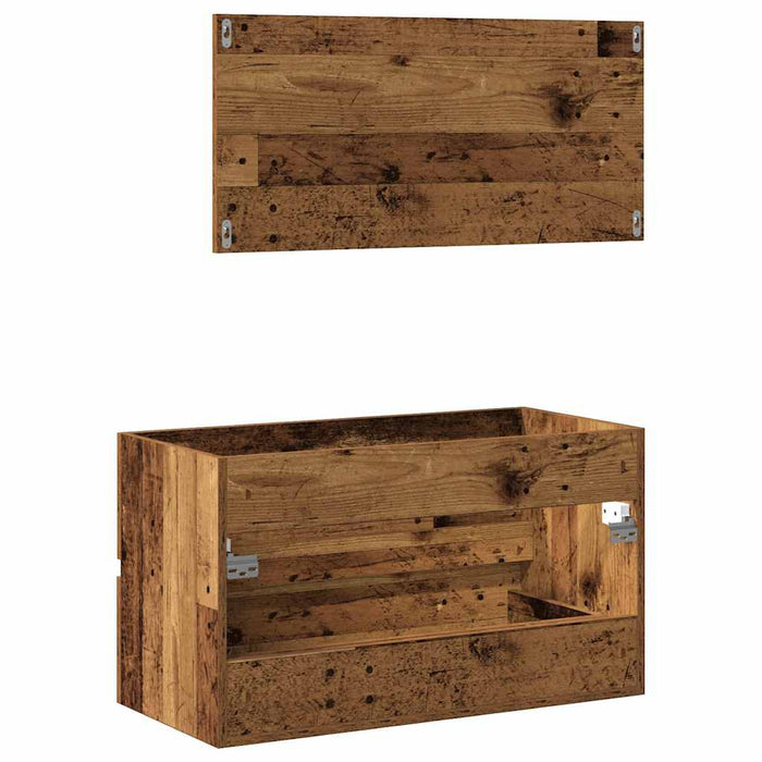 Mobile da Bagno con Specchio in Legno Antico Legno Multistrato 856377